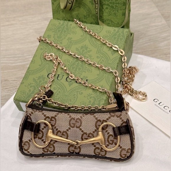 Tom Ford x Gucci Brown 'GG' Horsebit Micro Mini Chain Bag - Picture 11 of 16